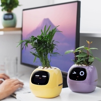 Pot de fleurs absorbant l'eau automatiquement Capteur IA Pot de fleurs numérique pour animaux de compagnie Mini pot de fleurs en plastique Bureau Intelligent Planteur intelligent
