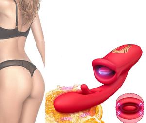 드롭쉬핑 3-in-1 리얼리스틱 여성 G-스팟 딜도 바이브레이터 혀로 핥기 및 클리토리스 자극 USB 전원 공급 - Product Image 1