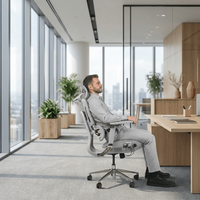 Chaise de bureau ergonomique haut de gamme pour le gaming, inclinable, en maille, pivotante, pour le travail et les tâches informatiques, avec base en aluminium, chaise de gaming exécutive