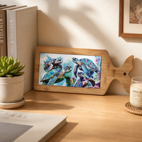 Sous-plat en céramique avec base en bambou et poignée en forme de queue de dauphin, imprimé en 3D, résistant à la chaleur, décoration de table, souvenir touristique, cadeau personnalisé
