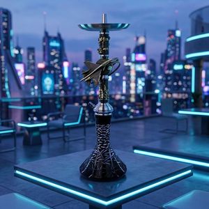Modern Stainless Steel <b>Hookah</b> Lacquer Finish Shisha <b>Pipe</b> Mirror Craft Black Gold Gift Set for Bar Travel - Product Image 6