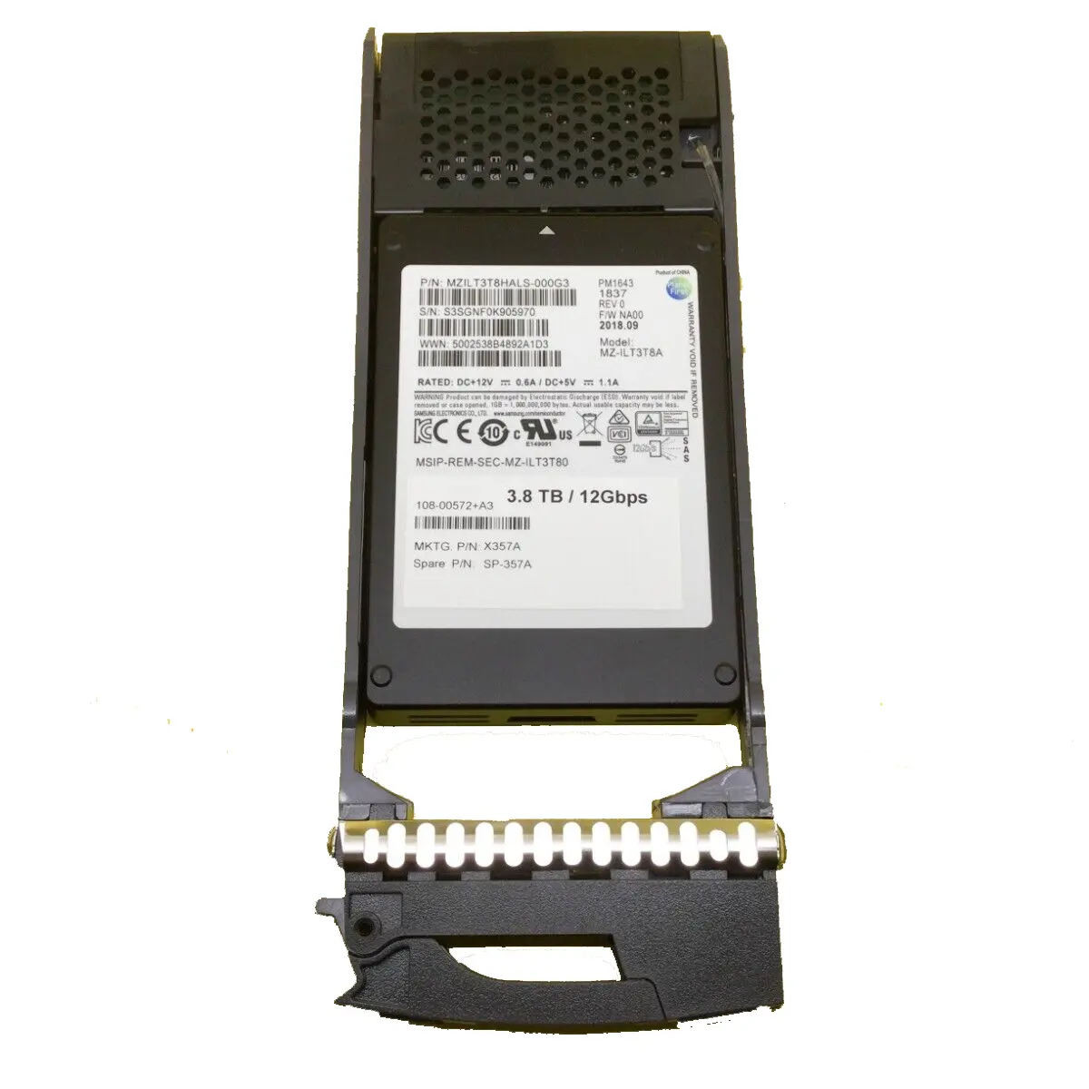 NetApp X358A-R6 3.8TB 12 dsssd NSE katı hal sürücü DS2246 DS224C FAS2552 için