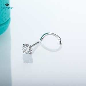Piercing per <span class=keywords><strong>Naso</strong></span> con Diamante Moissanite VVS, <span class=keywords><strong>Argento</strong></span> Sterling 925 Placcato Oro 18K, Gioielli Hip Hop, Anello Iced per Uomo e Donna - Product Image 4