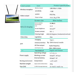 Monitor FPV de 9 Pulgadas y 5.8G con Pantalla LCD de 800X480 de Resolución, Receptor Dual Estéreo de 20Hz-20Khz, Accesorio para Dron FPV RC Quadcopter - Product Image 6