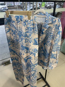 Ensemble de 2 pièces pour femmes, chemisier à manches longues à imprimé français tendance, à nouer devant, et pantalon large à taille haute - Product Image 6