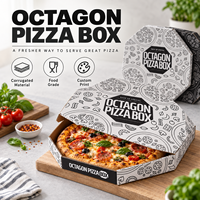Boîte à pizza octogonale créative en carton ondulé de qualité alimentaire avec coins renforcés - Structure E-Flute résistante à la graisse