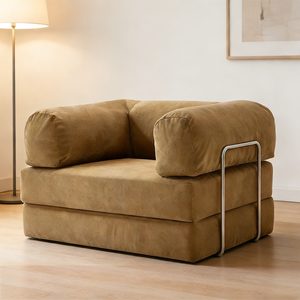 Sofá Cama Vintage de Dos Plazas, Compacto y Plegable, Nuevo Modelo para Apartamentos Pequeños, Sala de Estar o Dormitorio, Sofá Modular de Esponja de Doble Uso - Product Image 1
