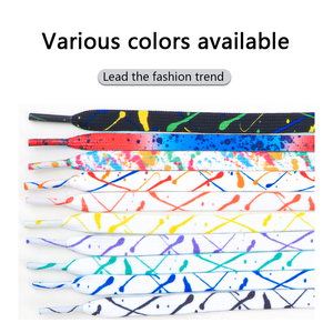 Nuevos cordones de tinta de salpicaduras para zapatillas de deporte Deportes Casual Baloncesto Blanco Negro Zapatos Cordones Coloridos Mujeres Hombres Cuerda plana Shoetrings - Product Image 4
