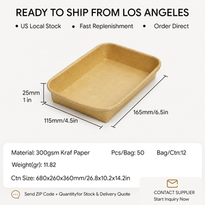 Boîte à sushi en papier kraft alimentaire résistant à l'huile avec couvercle transparent en PET, biodégradable, recyclable, jetable, pour sashimi et desserts à emporter - Product Image 2