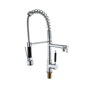 Grifo de cocina de latón de gran precisión con alimentación CNC, acabado cromado, para agua fría y caliente, de un solo orificio, con dos funciones - Product Image 1