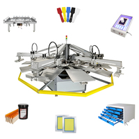 Machine d'impression sérigraphique rotative automatique 4 couleurs 10 stations pour T-shirts avec sécheur flash tout en acier