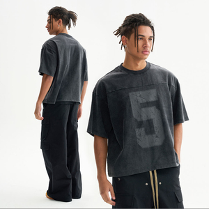 Style de mode chaude impression par transfert de chaleur Anti-rétrécissement col rond 100% coton Streetwear surdimensionné à manches courtes hommes t-shirt - Product Image 1