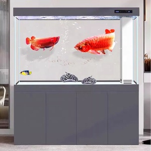 Aquário Ecológico de Vidro Preto Super Branco para Peixes Pequenos e Grandes com Formato Retangular Acessório para Sala de Estar - Product Image 5
