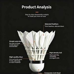 Volants de <span class=keywords><strong>badminton</strong></span> professionnels hybrides en plumes d'oie - Niveau tournoi, légers, haute élasticité, haute durabilité - Product Image 2