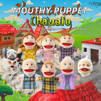 Marionnette à main pour la famille 2024, personnage d'ours en peluche, animal en peluche pour enfants, peut ouvrir la bouche, avec rembourrage en coton PP