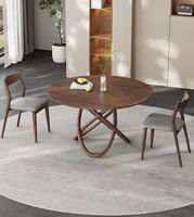 Table à manger ronde moderne en bois massif, table basse de cuisine de luxe nordique avec base à piétement croisé