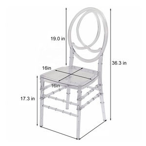 Chaises de mariage transparentes américaines Phoenix, chaise d'appoint empilable à dossier Queen Anne en transparent, chaises en polycarbonate pour événements - Product Image 5