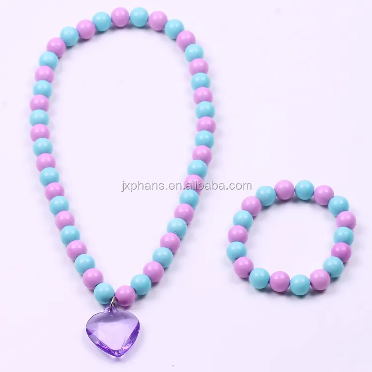 Nouveau beau collier de perles de cristal mignon pendentif princesse collier pour filles ensemble de bijoux pour enfants OEM/ODM