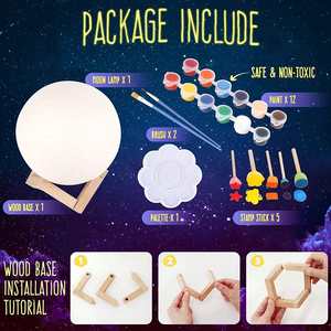 Lampada Notturna Divertente Terra e Spazio, Kit Fai-da-Te per Dipingere <span class=keywords><strong>una</strong></span> <span class=keywords><strong>Luna</strong></span> Galattica Luminosa con Supporto, Luce Lunare 3D per Regali ai Bambini - Product Image 2
