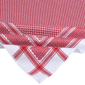 China Made Cheap Price Men 100% Cotton Made Shemagh Arab Scarf Wrap Red And White Colors