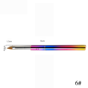 Pinceau à ongles en acrylique 100% Kolinsky avec manche arc-en-ciel, logo personnalisé OEM pour extension d'ongles en poudre acrylique - Product Image 3
