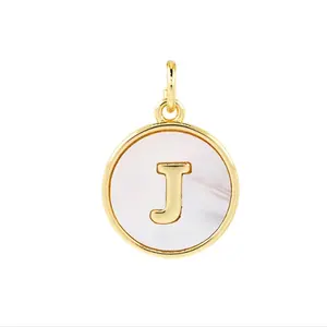 Fashion 26 Initials Letter Shell Pendant Accessories 18K Gold Plated Brass Alphabet Custom Name For Women Jewelry DIY Necklace