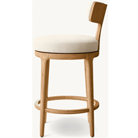 Tabouret de bar pivotant en tissu de style américain en chêne blanc