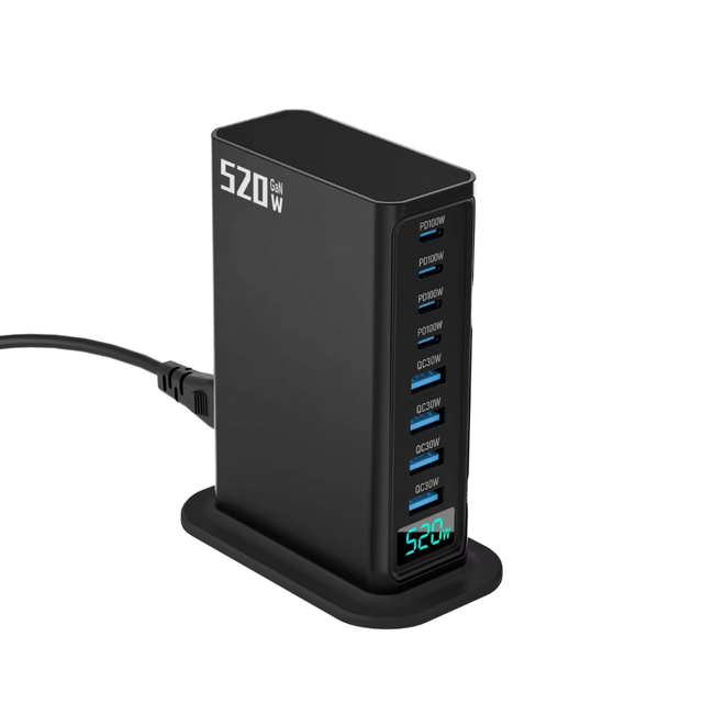 520W Super Fast Charging 4C4A Multiport Charger Station for Laptop/Phone16/15/14/Android/Type C PD 100W Gan Power Adapter