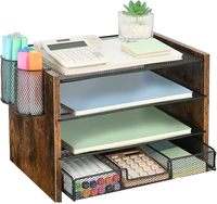 Étagère de rangement de bureau avec tiroir, boîte de rangement pour fournitures de bureau, papier, lettres, dossiers, accessoires de bureau, organiseur de plateau