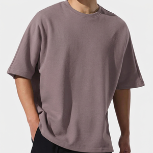 Camiseta Oversize para Hombre, Algodón Grueso, Corte Holgado, Cuello Redondo, Manga Corta, Estilo Urbano Informal, Tejido Suave de Primera Calidad - Product Image 1