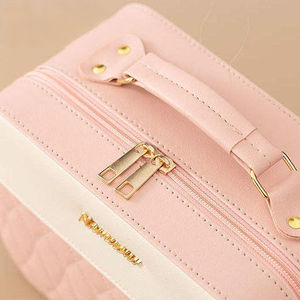 Lavable <span class=keywords><strong>pas</strong></span> <span class=keywords><strong>cher</strong></span> bleu clair bling rose or fermeture éclair cosmétique sac fourre-tout miroir de <span class=keywords><strong>maquillage</strong></span> avec boîte de rangement lumière led - Product Image 4