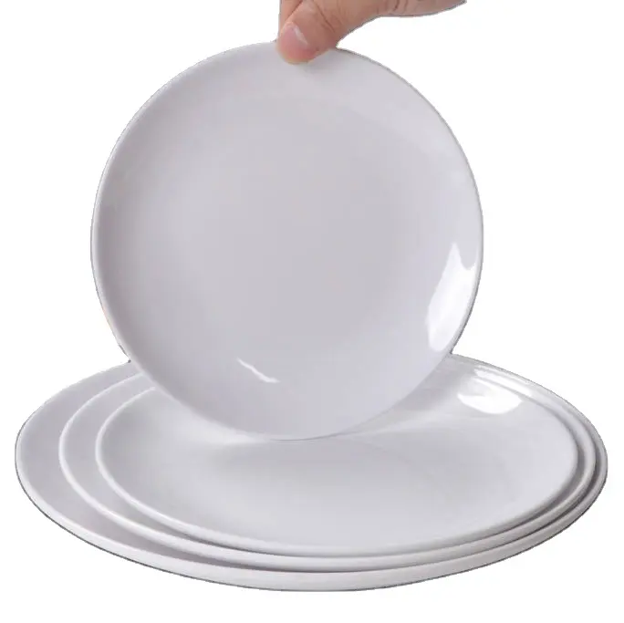 Op Maat Gemaakte Melamine Restaurant Borden Keramisch Diner Ronde Witte Keramische Borden