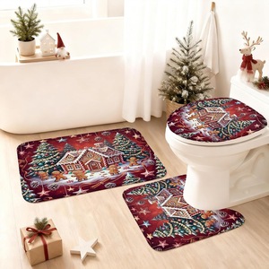 Cortina de Ducha de Poliéster con Diseño de Casa de Jengibre Roja, Cortina de Baño con Impresión Digital, Impermeable, Impresión Personalizada, Venta al por Mayor, Moderna 3 - Product Image 2