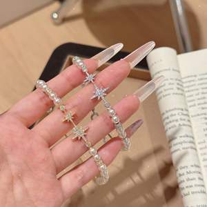 Pulsera <span class=keywords><strong>de</strong></span> Eslabones con Cuentas, Perlas y Estrellas, Estilo Bohemio <span class=keywords><strong>de</strong></span> Hada, Joyería <span class=keywords><strong>de</strong></span> Lujo Ligero y Sencillo para Mujer, Inspirada en las Explosiones del <span class=keywords><strong>Libro</strong></span> Blanco Pequeño - Product Image 2