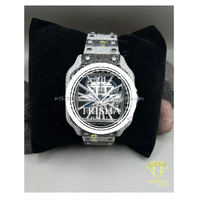 Montre de luxe la plus vendue avec diamants Moissanite VVS, cadran carré en argent sterling 925, entièrement sertie de pierres, cadeau pour hommes et femmes