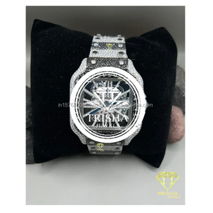 Montre de luxe la plus vendue avec diamants Moissanite VVS, cadran carré en argent sterling 925, entièrement sertie de pierres, cadeau pour hommes et femmes - Product Image 1