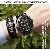 Jam Tangan Quartz Stainless Steel Fngeen 5123, Arloji Mewah, Fashion Kasual, Bisnis, Bercahaya, Santai
