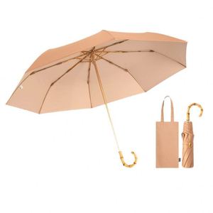 Parapluie Pliant Ultra-Imperméable 3 Plis Style Japonais avec Poignée en Bambou, Protection UV Solaire Haut de Gamme Minimaliste et Chiffrée - Product Image 1