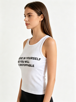 Top Corto Personalizado con Estampado de Letras, Estilo Y2K, Top sin Mangas Informal y Básico para Mujer, Chaleco de Verano