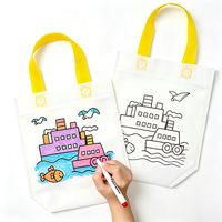 Tas Tote Non-Woven Custom Grosir untuk Mewarnai Sendiri, Tas Lukis Anak yang Dapat Digunakan Kembali untuk Aktivitas Interaktif Orang Tua-Anak
