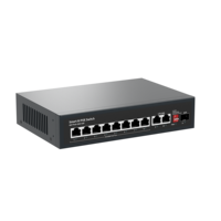 OEM & ODM 100Mbps Ai PoE Ethernet SFP Switch 8PoE+2GigabitUplink+1SFP 7.6Gbps Kapasitas VLAN Mendukung Switch Jaringan