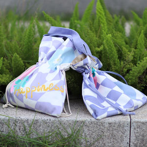 Gahumi Original Custom Canvas <b>Drawstring</b> <b>Bags</b> Eco-Friendly Folding Style Color Sublimation Printing Cartoon Pattern for Shopping - Product Image 3