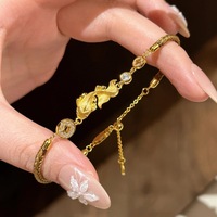 Nouveau Bracelet Tressé Rétro Chinois 2026 en Corde Marron avec Pièce Koi Brossée et Strass, Ensemble de Bijoux Premium