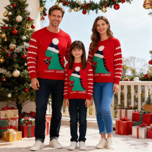 Pull de Noël pour femmes et enfants - Pull tricoté en polyester et rayonne anti-boulochage avec motif de personnage pour l'hiver - Product Image 2