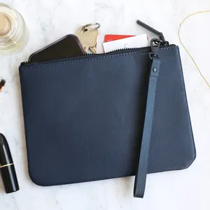Chiusura a Zip sacchetto di frizione delle signore del telefono da viaggio accessori di trucco del sacchetto di frizione di <span class=keywords><strong>cuoio</strong></span> delle donne con la cinghia di polso - Product Image 1