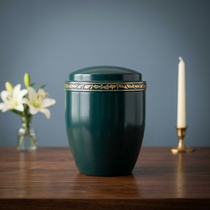 Urne funéraire noire décorative pour cendres, récipient commémoratif pour la maison et le jardin - Artisanat indien - Product Image 3