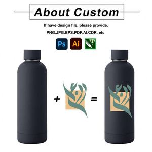 Bouteille d'eau personnalisée avec logo 500 ml, bouteille d'eau avec logo, bouteille de sport, bouteille isotherme en acier inoxydable à double paroi, cadeau - Product Image 2