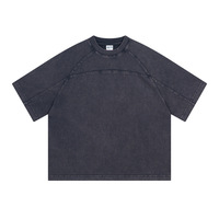 T-shirt en coton épais personnalisé avec logo, coupe ample et délavée style vintage pour homme, streetwear uni et vieilli