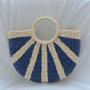 Sac fourre-tout de <span class=keywords><strong>plage</strong></span> d'été rétro en osier sac à poignée en rotin tissé à la main pour femmes décor à la maison - Product Image 1