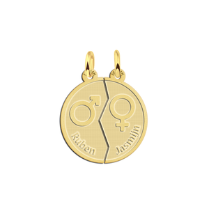Collane per Coppie in Acciaio Inossidabile Placcato Oro 14K, Set di Ciondoli Personalizzabili <span class=keywords><strong>con</strong></span> Simbolo Maschile e Femminile - Product Image 2